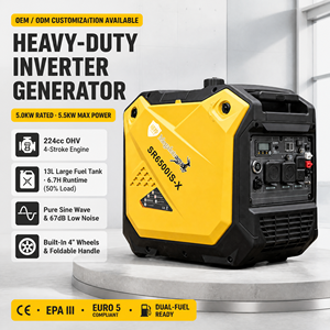 Générateur Inverter Silencieux à Essence 5000W, 5500W de Pointe, 67 dB à 7 Mètres, Démarrage Électrique, 230V, Compteur Numérique, Roues de Transport - Product Image 4