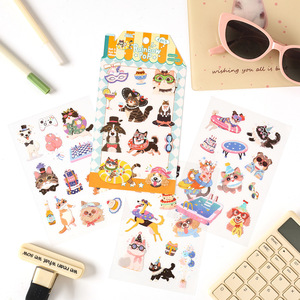 สติกเกอร์ PET ลายสัตว์น่ารัก 4 แผ่น/แพ็ค สติกเกอร์กระดาษธรรมดา สติกเกอร์สำหรับเด็ก วัสดุกระดาษธรรมดา - Product Image 2