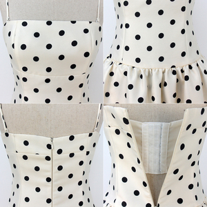 Robe longue à bretelles spaghetti à pois pour femme - Tenue élégante de soirée de mariage, de fête pour filles, col carré, jupe évasée - Product Image 5