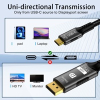 Câble Nylon Tressé 16k Type-c vers DP Câble 8k120hz USB C vers DP2.1 Connecteur Plaqué Or Alliage d'Aluminium