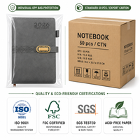 Buku Catatan Kulit PU Hardcover A5 Grosir dengan Logo Custom, Penutup Logam Filigree, Tempat Pulpen, 100 Lembar, Jurnal Rapat, Diary