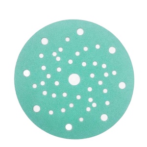 Q227 grrt 80 film sanding डिस्क 6 इंच 150 मिमी हुक और लूप पॉलिएस्टर फिल्म ग्रीन सैंडपेपर अपघर्षक sanding डिस्क - Product Image 1