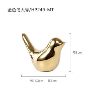 Nordique maison Statue salon chambre bureau Table <span class=keywords><strong>d</strong></span>écor 4 tailles doré céramique oiseau Figurine ornement - Product Image 5