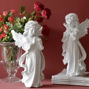 Europese Retro Wit Meisje Angel Cijfers Resin Angel Beeldje Ornamenten Amerikaanse Hars Engel Standbeeld Sculptuur