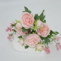 Centre de table de mariage de luxe en pivoines et roses artificielles, bouquet de fleurs en soie rose, décoration de salle de banquet, très réaliste