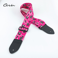 Sangle de guitare CIVIN CPF07 de haute qualité en térylène durable avec pièces en plastique pour instruments à cordes, verte/rose, largeur 5 cm