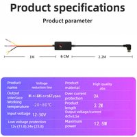 Kabel Step-down 3-Lead 12V/24V ke 5V 3A untuk Kit Kabel Keras Kamera Mobil, Kabel Daya Pemantauan Parkir Layar Digital