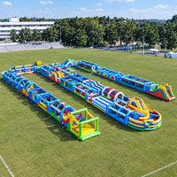 Jeux gonflables géants commerciaux d'extérieur : Parcours d'obstacles gonflable pour enfants et adultes, jeux sportifs gonflables