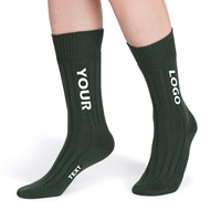 Chaussettes en laine côtelées très élastiques, unies, décontractées, avec logo personnalisé, tricotées, pour femme, mi-mollet, effet froissé et empilé