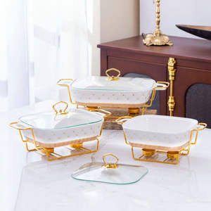 Nordic light luxe rectangulaire en céramique réchaud <span class=keywords><strong>bougie</strong></span> chauffage vaisselle domestique plaque de cuisson - Product Image 3