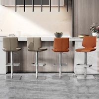 [En stock] Tabouret de bar de style américain en acier inoxydable, dossier réglable en hauteur, rotatif, mobilier de bar de luxe léger