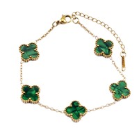 Bracelet en nacre double face trèfle à quatre feuilles pour femme, en acier inoxydable, bijoux de luxe tendance, vente en gros