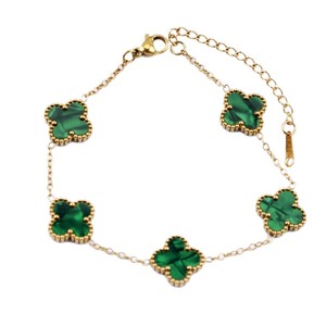 Bracciale da Donna in Acciaio Inossidabile con Quadrifoglio in Madreperla su Entrambi i Lati, Gioiello di Lusso alla Moda - Product Image 5