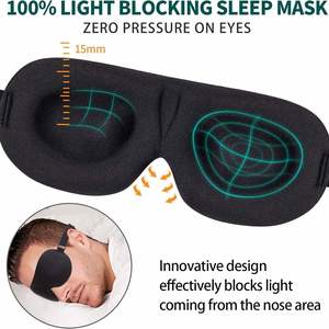 Masque de voyage personnalisable en mousse à mémoire de forme 3D noire, léger, en soie glacée, avec logo personnalisé, pour la santé oculaire - Vente chaude - Product Image 2