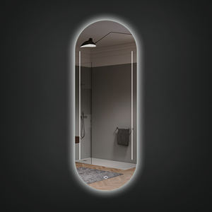 Bathnologie Miroir de salle de bain ovale moderne de luxe sans cadre antibuée intelligent avec lumière LED montage mural en forme d'arc d'écran tactile - Product Image 3