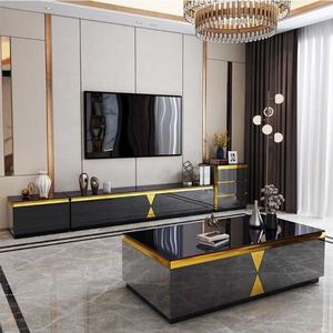 Mesa de Centro de Lujo Ligero Moderno y Gabinete de TV Combinados para Sala de Estar de Varios Tamaños con Panel de Roca y Vidrio Templado Muebles Sencillos - Product Image 4