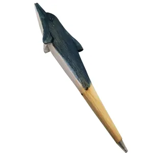 새로운 트렌디한 디자인 돌고래 모양 대나무 볼펜 참신 펜