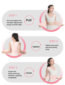 Adjustable Pink Posture Corrector <b>Back</b> <b>Support</b> Brace for Women Hook Loop Closure Breathable Polyester Nylon Waist <b>Support</b> Belt - Product Image 2