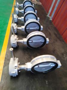 วาล์วผีเสื้อแบบแมนนวลปรับแต่งได้ทำจากอะลูมิเนียมเฟืองตัวหนอนการเชื่อมต่อแบบเวเฟอร์อุณหภูมิสูงผู้ผลิตในจีน - Product Image 1