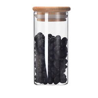 Bocaux de conservation en verre borosilicate de haute qualité avec couvercles en bambou, modernes, soufflés à la main, écologiques, compatibles lave-vaisselle, hermétiques