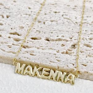 주문을 받아서 만들어진 14k 도금 금 925 스털링 실버 목걸이 6MM 거품 편지 개인 이름 목걸이 925 보석 - Product Image 6