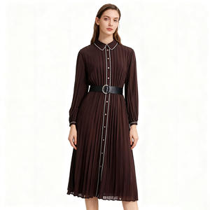 <span class=keywords><strong>Abbigliamento</strong></span> <span class=keywords><strong>donna</strong></span> autunno nuova moda con cintura abito a pieghe <span class=keywords><strong>retrò</strong></span> Casual manica lunga bavero elegante abito da <span class=keywords><strong>donna</strong></span> - Product Image 1