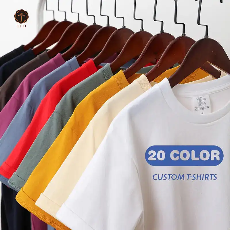 TITI vente en gros personnalisé votre logo de marque 100% coton t-shirt blanc hommes t-shirt uni décontracté hommes T-shirts