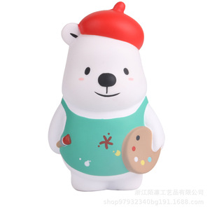 <b>Cute</b> Animal <b>Bear</b> With Apron Pu Slow Rebound Stress Relief Toy For Kids 2 4 Years Unisex Fidget Toy - Product Image 5
