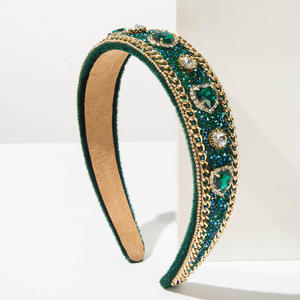 Serre-tête de fête et de mariage pour femme, style européen-américain, 15 cm, avec chaîne baroque et strass en forme de cœur - Product Image 5