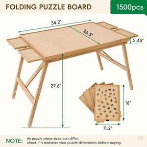 Có thể gập lại chân gỗ tự làm ghép hình câu đố bảng và bảng câu đố với 4 ngăn kéo - Product Image 3