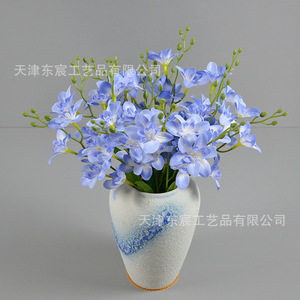 Ramo de orquídeas artificiales de 47 cm, arreglo floral de seda para decoración del hogar y bodas - Product Image 1