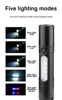 Lampe de poche avec sifflet intégré pour les randonneurs et les campeurs, rechargeable par USB, zoomable, signal d'urgence rouge et bleu, lumière légère
