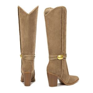 <span class=keywords><strong>Botas</strong></span> Vaqueras Modernas WETKISS para Mujer, <span class=keywords><strong>Botas</strong></span> Altas hasta la Rodilla <span class=keywords><strong>con</strong></span> Punta Puntiaguda y Tacón Alto, <span class=keywords><strong>con</strong></span> Correa de Hebilla Metálica, <span class=keywords><strong>Botas</strong></span> Largas Bohemias de Invierno - Product Image 4