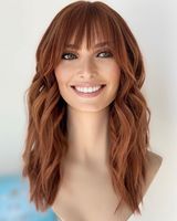 Beau gingembre couleur brun rougeâtre Base en soie Topper postiche #30 #33 couleur toupets vrais cheveux humains bruts Topper avec Bang