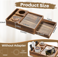 Support de tasse vintage en bois pour canapé, plateau de rangement 7-en-1 pour canapé, table d'appoint avec tiroir coulissant pour boissons, tasses, collations, télécommande