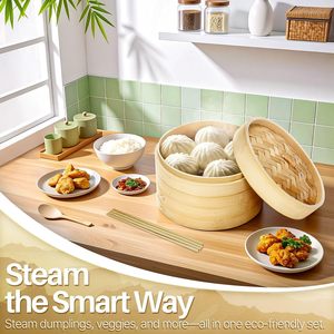Juego de Cestas para Vaporera de Bambú de 10 Pulgadas, con 50 Revestimientos y 2 Pares de Palillos, para Dim Sum, Dumplings, <span class=keywords><strong>Arroz</strong></span> y Verduras - Product Image 5