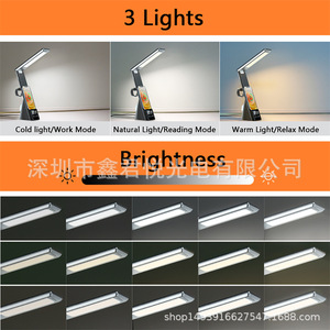 Wireless Charging Desk Lamp 15W Max 3 Devices <b>LED</b> <b>Touch</b> Control Modern Design Foldable Night <b>Light</b> With Clock - Product Image 5