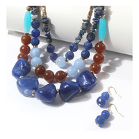 Parures de bijoux fantaisie : Colliers superposés, collier vintage en résine perlée, ensemble de colliers multirangs pour femme