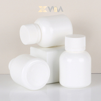 Flacon cylindrique en HDPE blanc de 70 cc pour médicaments, pilules, avec bouchon à vis