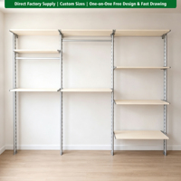 Armoire de chambre portable en métal, de type ouvert, grande capacité, design moderne, en forme de barre, avec étagères de rangement combinées