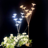 Lumières décoratives papillon pour mariage, fleurs en acrylique cristal, oiseaux électroplaqués, lumières de guidage pour allée, décoration de mariage