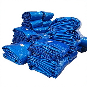Bâche enroulable bleue robuste et imperméable pour usage extérieur, en tissu tissé uni, durable, résistante aux déchirures et stabilisée aux UV - Product Image 1