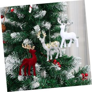 Navidad Flocking Plastic Flashing Reindeer Christmas Reindeer Wooden Elk Ornaments Xmas Holiday Decorations - Product Image 2