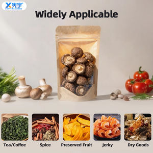 En stock, sac en papier kraft blanc brun avec fermeture à glissière, sac à fond plat imperméable avec fenêtre transparente pour céréales, aliments pour animaux de compagnie - Product Image 4