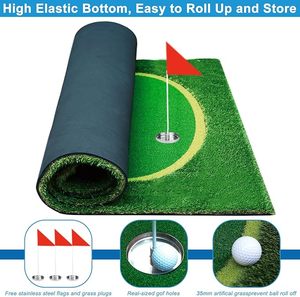 Grand tapis d'entraînement de golf professionnel avec <span class=keywords><strong>gazon</strong></span> <span class=keywords><strong>artificiel</strong></span> réaliste et 3 drapeaux pour enfants, pour putting intérieur/extérieur - Product Image 5
