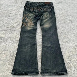 Vaqueros Casuales y Elegantes para Mujer, Estilo Vintage Y2K, Vaqueros Anchos de Mezclilla Lavada con Bordado - Product Image 3