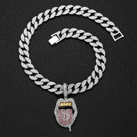 RENQING Hip Hop Chaîne Cubaine Avec Alliage Et Strass Dollar Langue Pendentif Collier pour Femmes Hommes Bijoux