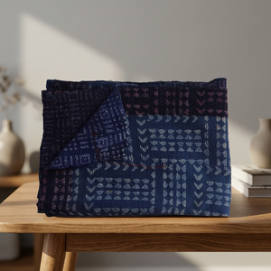 ผ้านวมใส่กลับด้านได้สองขนาดลาย Kantha อินเดียงานเย็บปะลายคราม - Product Image 2