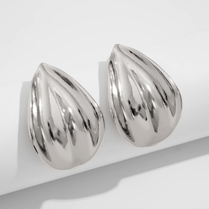 Bông tai dạng giọt nước kim loại trơn mượt kiểu dáng thời trang dành cho nữ, trang sức đơn giản hàng ngày, phụ kiện thời trang. - Product Image 6