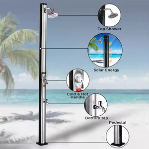 <span class=keywords><strong>Soffione</strong></span> doccia solare caldo/freddo cromato con design verticale alto e montaggio a pavimento <span class=keywords><strong>per</strong></span> uso esterno in <span class=keywords><strong>giardino</strong></span>, piscina, campeggio e hotel - Product Image 2